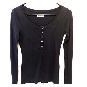 Hollister long sleeve top bottom up Navy shirt S